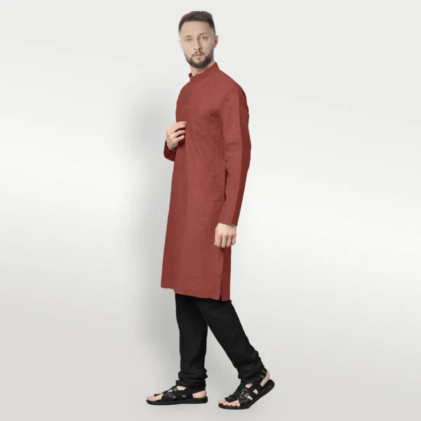 Maroon Cotton Kurta - Image 2