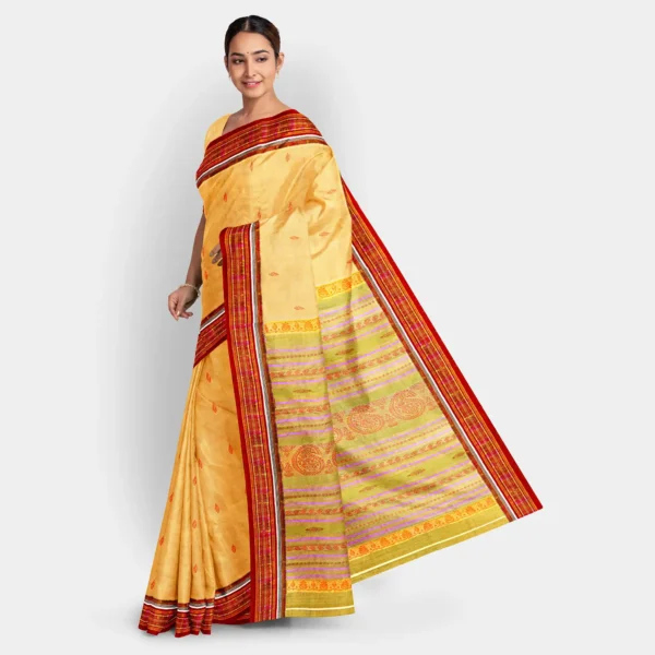 Yellow Body With Resham Kalka Work Baluchari Saree - Image 3
