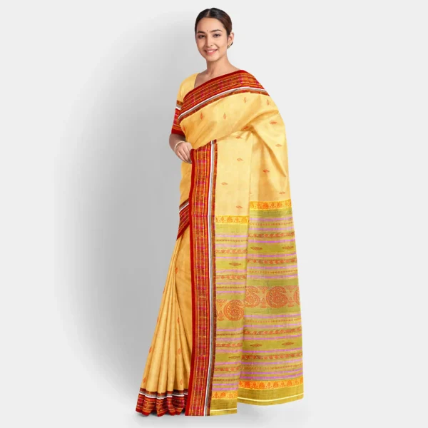 Yellow Body With Resham Kalka Work Baluchari Saree - Image 2