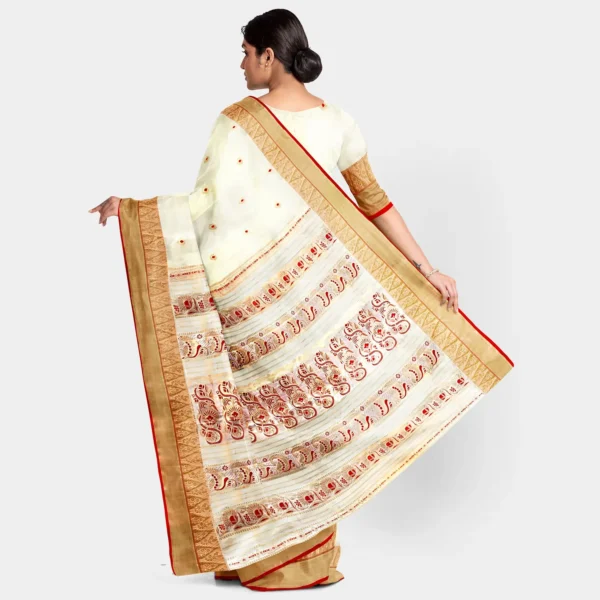 Cream Base With Floral Zari Work Swarnachari Saree - Image 3