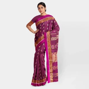 Deep Pink With Blue Hue Silk Sarnachari Saree