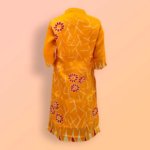 Floral Batik Work With Yellow Silk Women's kurta - Image 2