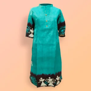 Teal With Batik Work Womwn's Kurta