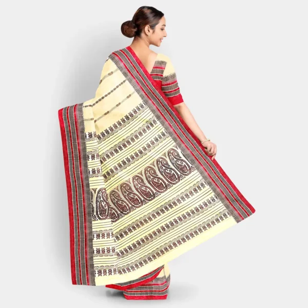 Cream Base With Resham Kalka Work Baluchari Saree - Image 4