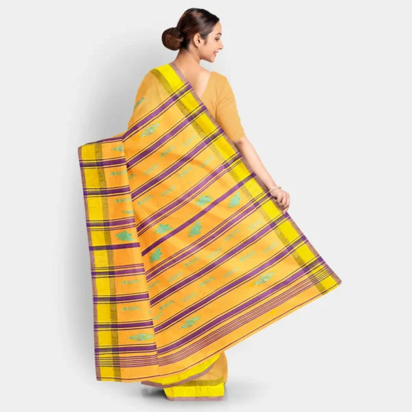 Golden Yellow And Resham Work Garad Saree - Image 4