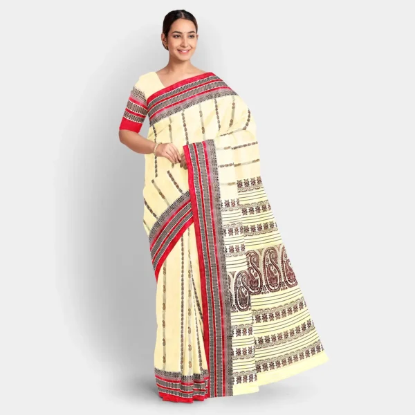 Cream Base With Resham Kalka Work Baluchari Saree