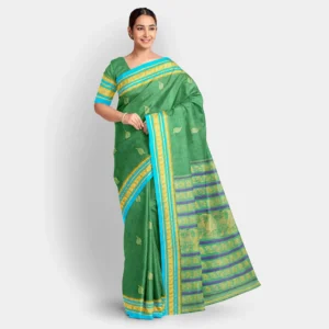 Green With Leaf Motif Resham Work Garad Saree