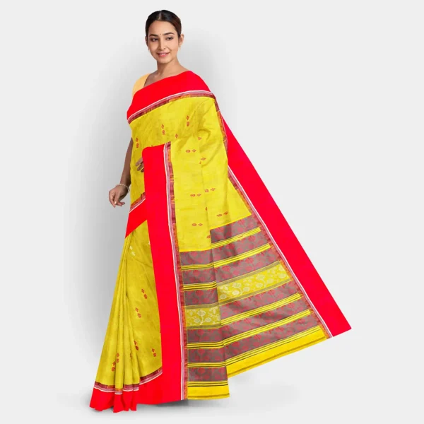 Lime Green Silk Baluchari Saree - Image 3