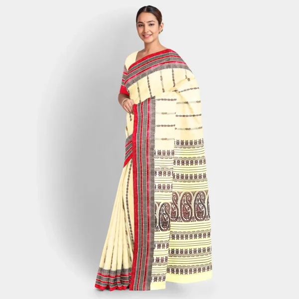Cream Base With Resham Kalka Work Baluchari Saree - Image 2