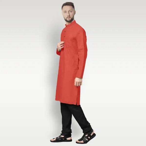 Maroon With Yellow Shaded Cotton Kurta