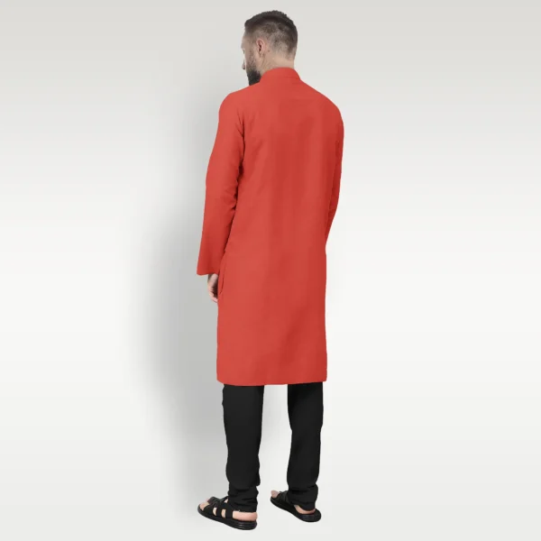 Maroon With Yellow Shaded Cotton Kurta - Image 3
