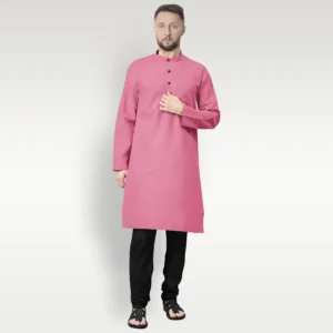 Solid Pink Cotton Kurta