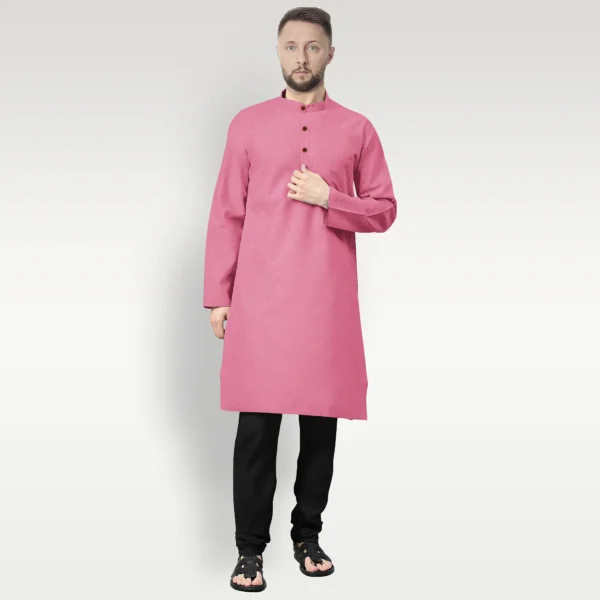 Solid Pink Cotton Kurta