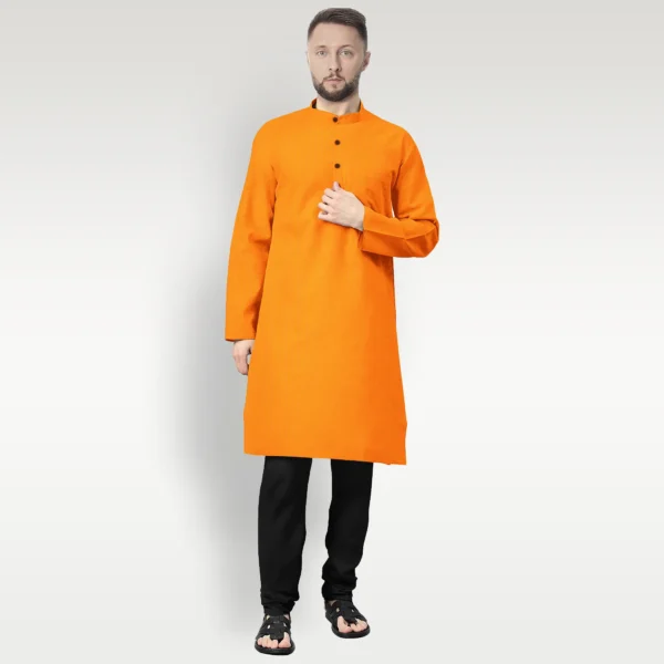 Soild Deep Orange Cotton Kurta