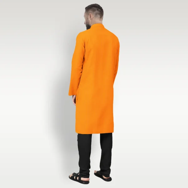 Soild Deep Orange Cotton Kurta - Image 3