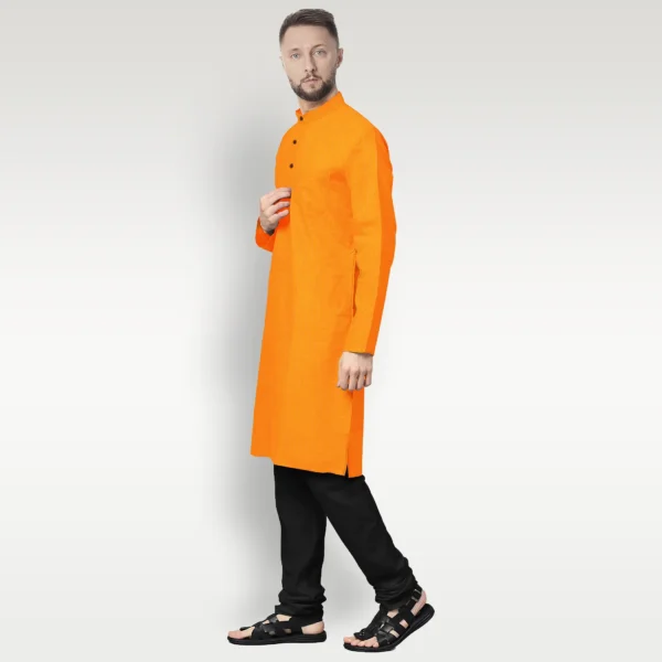 Soild Deep Orange Cotton Kurta - Image 2