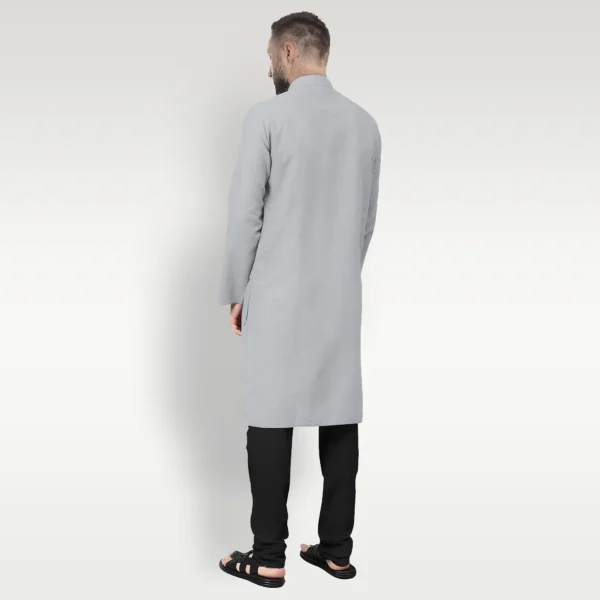 Light Grey Cotton Full Sleeve Kurta - Image 3