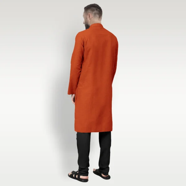 Red & Yellow Shaded Cotton Kurta - Image 3