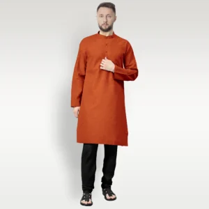 Red & Yellow Shaded Cotton Kurta