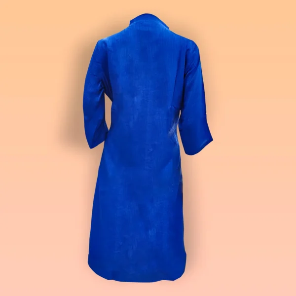 Blue Raw Silk Kantha Work Kurta - Image 2