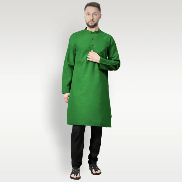Solid Green Cotton Kurta