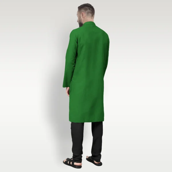 Solid Green Cotton Kurta - Image 3