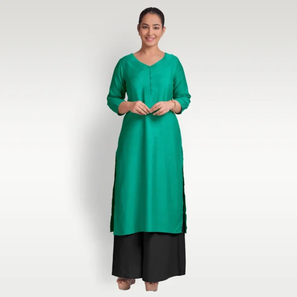 Green Tussar Women's Kurta