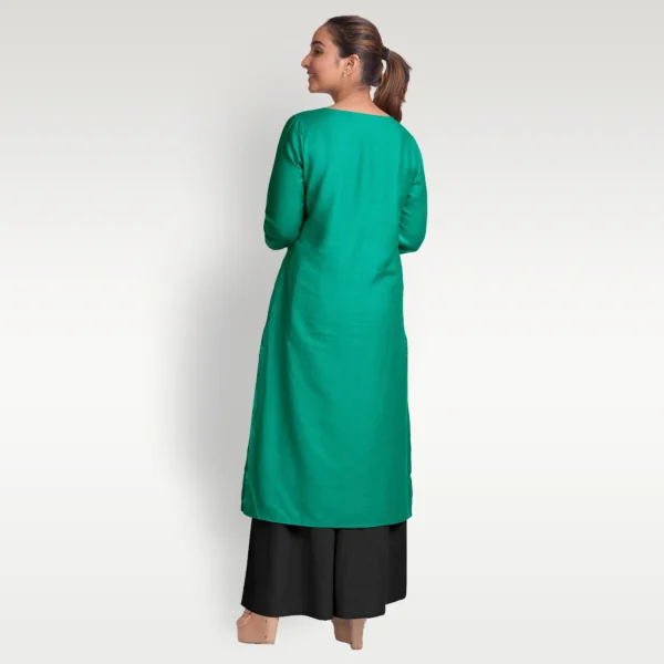 Green Tussar Women's Kurta - Image 2
