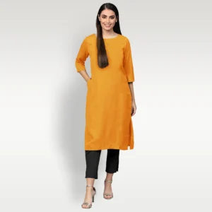 Deep Yellow Tussar Women's Kurta