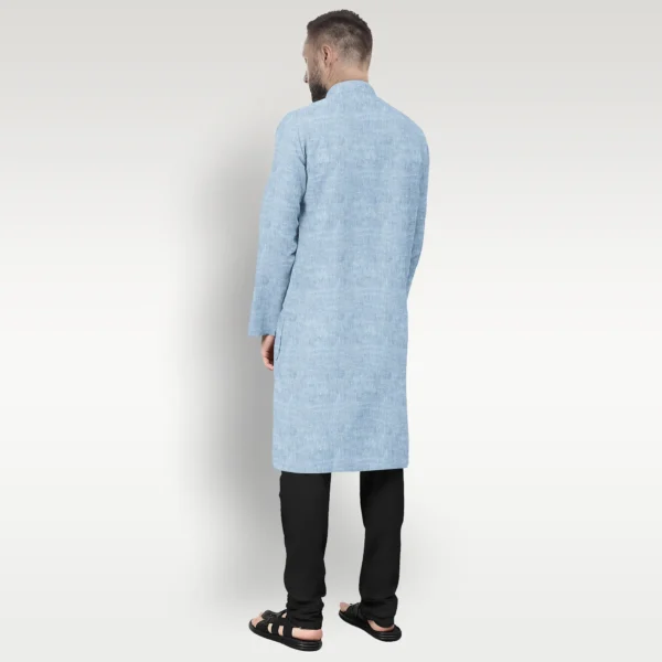 White & Blue Shaded Cotton Kurta - Image 3