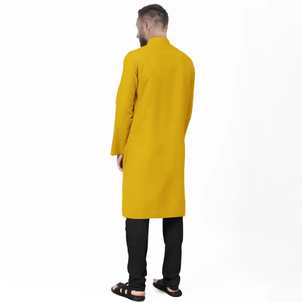 Greenish Yellow & Brown Shaded Cotton Kurta - Image 3