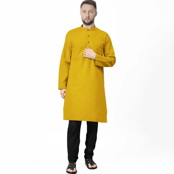 Greenish Yellow & Brown Shaded Cotton Kurta