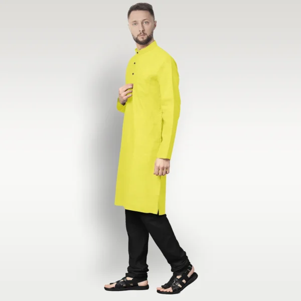 Light Yellow Cotton Kurta - Image 2