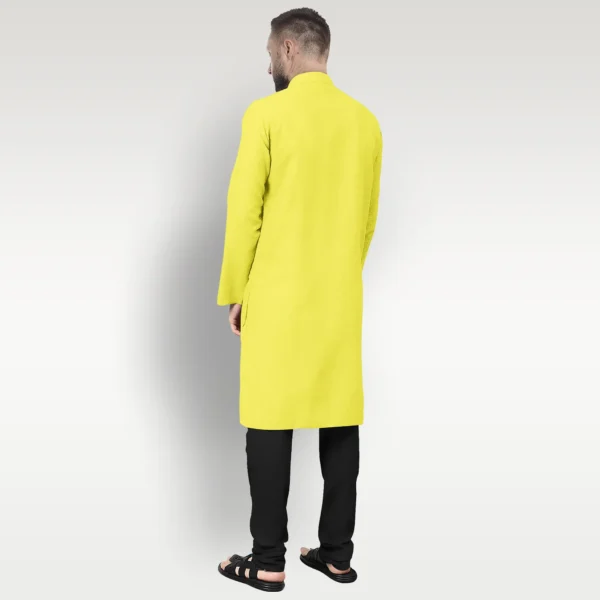 Light Yellow Cotton Kurta - Image 3