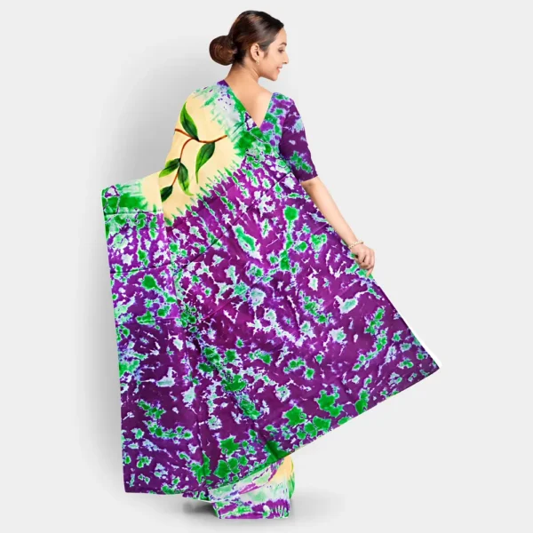 Hand Print With Shibori Print Silk Saree - Image 4