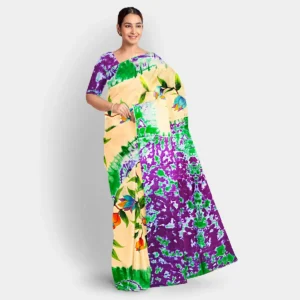 Hand Print With Shibori Print Silk Saree