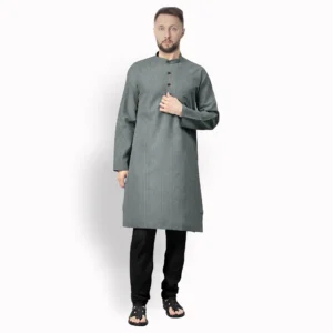 Grey Shaded With Purple Pencil Stripe Cotton Kurta