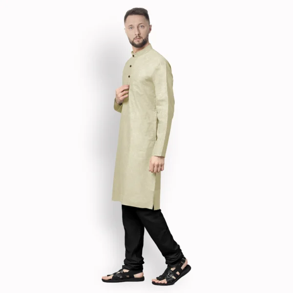 Light Yellow With Off White Shaded Cotton Kurta - Image 2