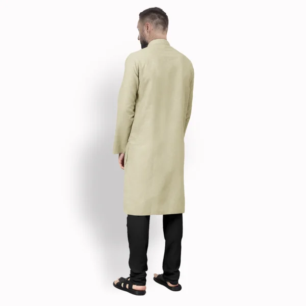 Light Yellow With Off White Shaded Cotton Kurta - Image 3