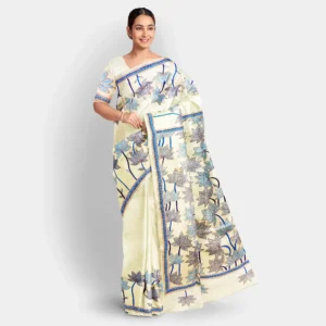 Cream With Floral Kanta Work Silk Saree