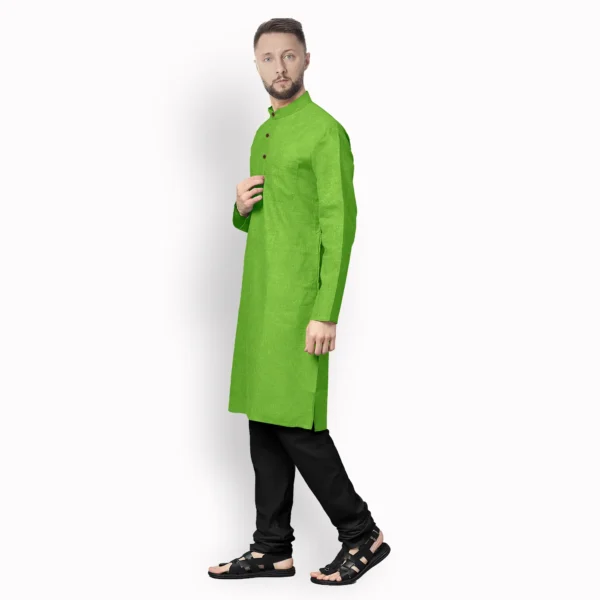 Parrot Green Cotton Kurta - Image 2