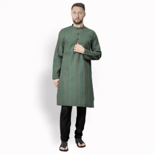 Peacock Green With Multicolour Stripe Cotton Kurta