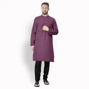 Purple & Black Stripe Cotton Kurta