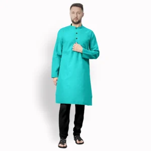 Turquoise With White Shaded Cotton Kurta