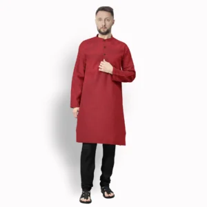 Red & Black Stripe Cotton Kurta