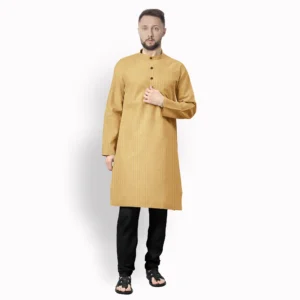 Orange And White Shaded with Yellow Stripe Cotton Kurta