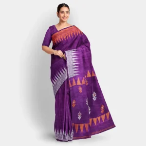 Purple Temple Border Matka Jamdani Saree