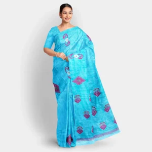 Sky Blue Silk Matka Jamdani Saree