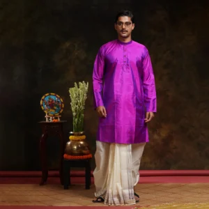Purple Silk Khadi Men's Kurta