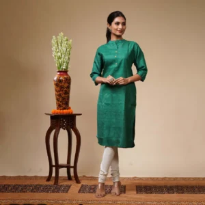 Green Tussar Women's Kurta